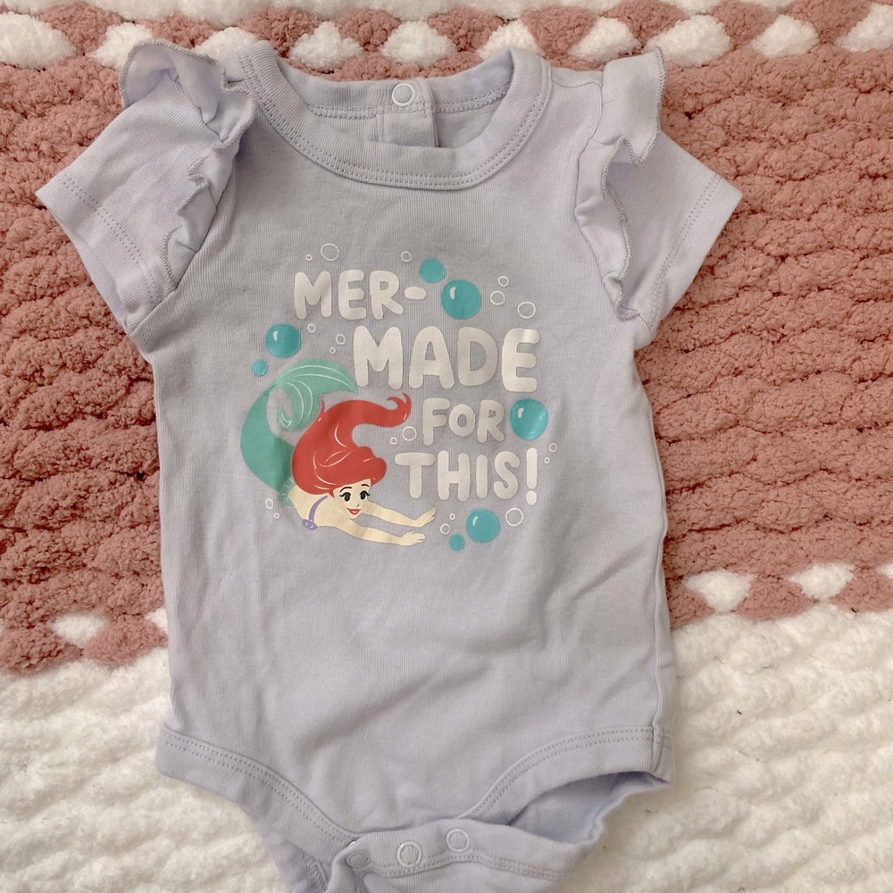 Disney Baby Little Mermaid Bodysuit Ruffles 3-6 months